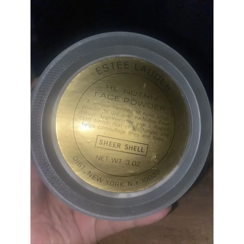 VINTAGE ESTEE LAUDER Re-Nutriv Face Powder Shell Jar, EMPTY, COLLECTIBLE 3 oz